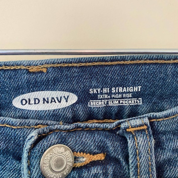 Old Navy Sky-Hi Straight Extra High Rise Denim Blue Jeans Size 0 - Picture 2 of 4